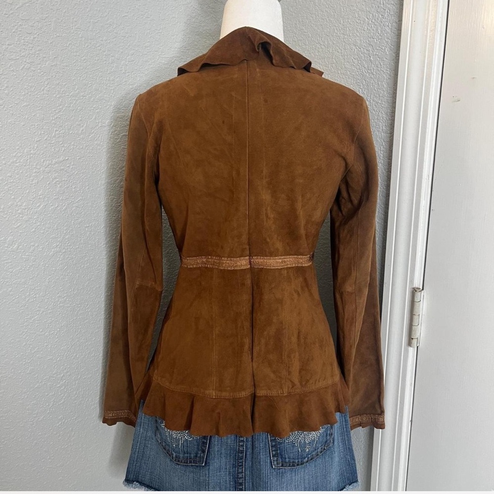 Vintage Express Brown Ruffled Blazer - Picture 5 of 7